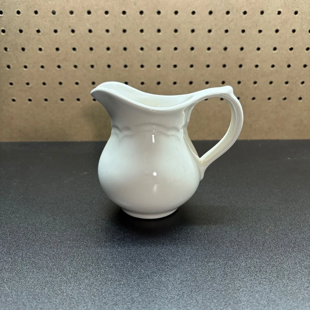 Vintage Small White Ceramic Creamer or any liquid Pitcher 4 1/2